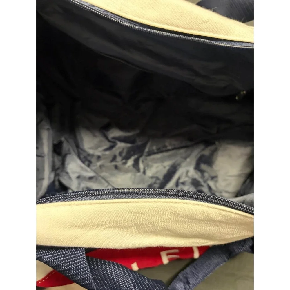 Vintage Tommy Hilfiger Canvas Duffel Bag Navy Red White Y2K Gym Travel Large